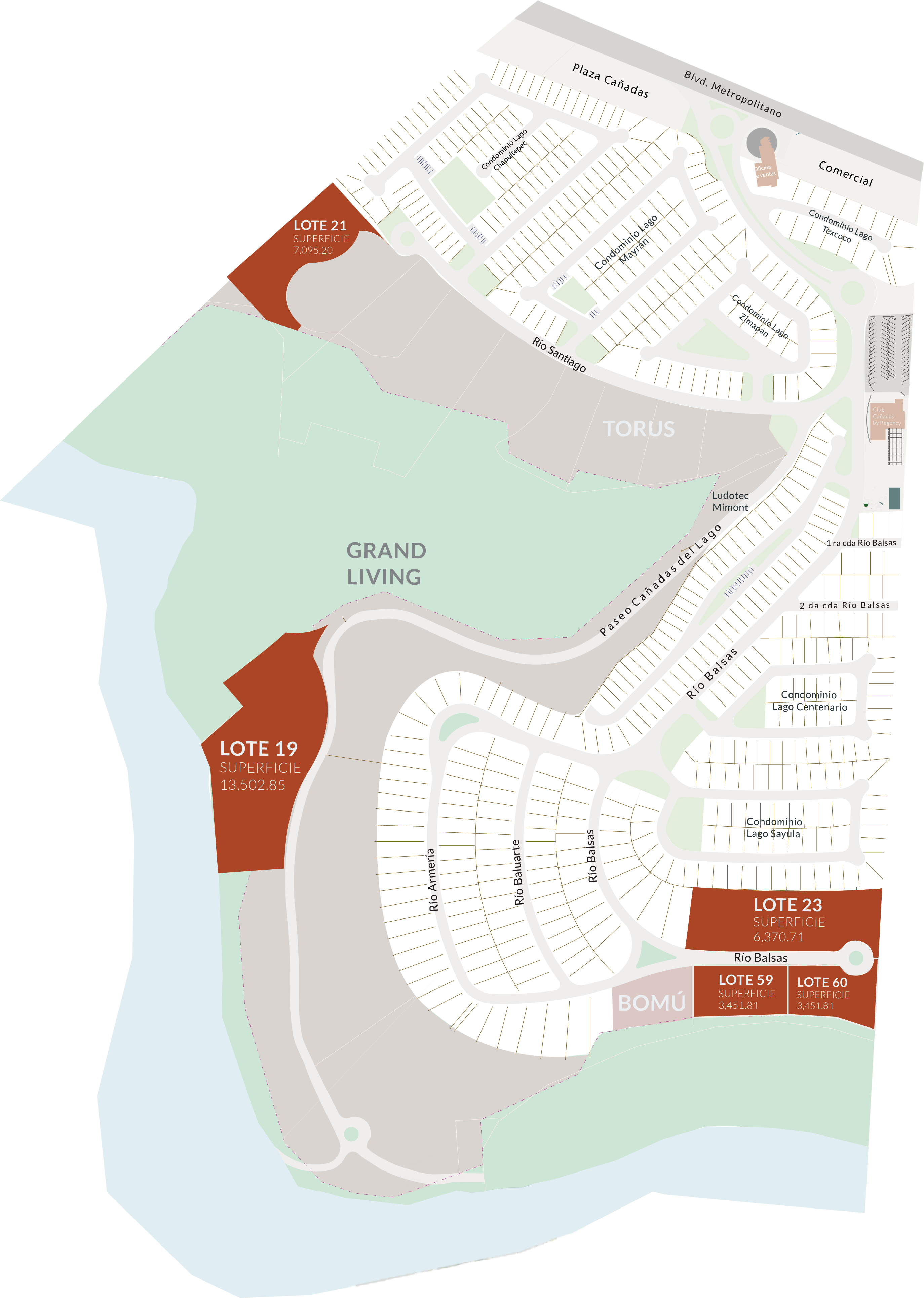 mapa general de Cañadas del Lago